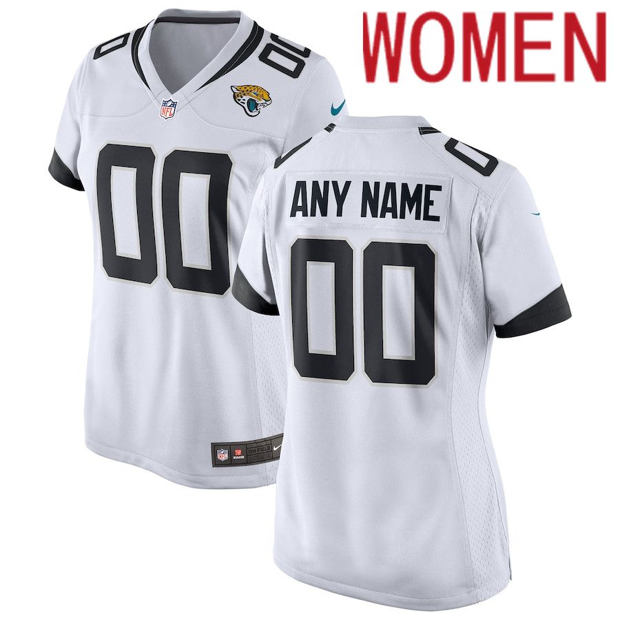 Women Jacksonville Jaguars Nike White Custom Game NFL Jersey->women nfl jersey->Women Jersey